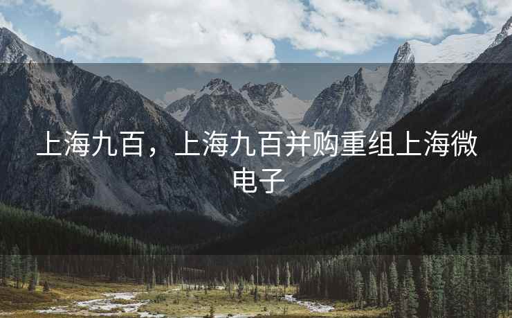 上海九百，上海九百并购重组上海微电子