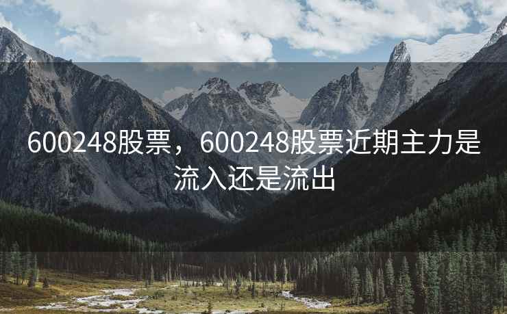 600248股票，600248股票近期主力是流入还是流出